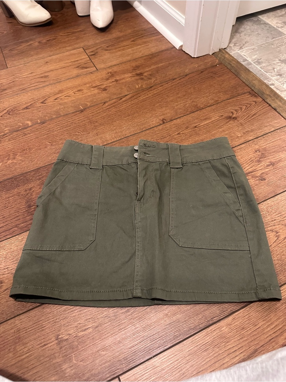 Celebrity Pink Olive Green Utility Mini Skirt